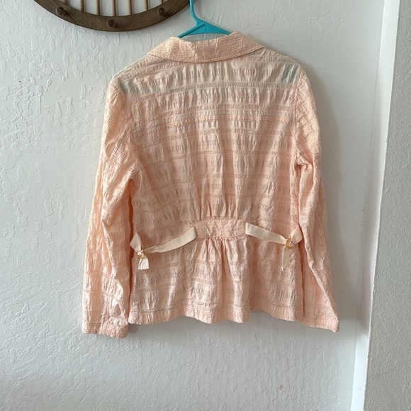 J Jill Seersucker Light Pink Blazer Spring Jacket Small - Picture 6 of 8